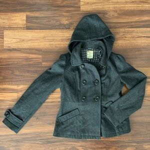 Gray jacket with removable hood- super cute!